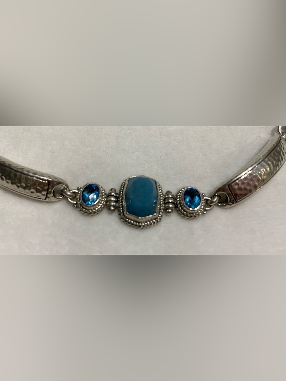 Sarda .925 Sterling Silver and Blue Quartz and Swiss Blue Topaz Bracelet